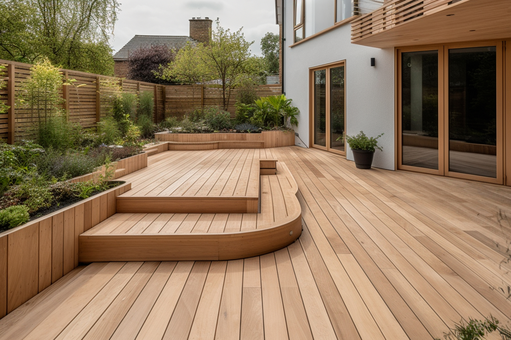 Two Level Wooden Deck